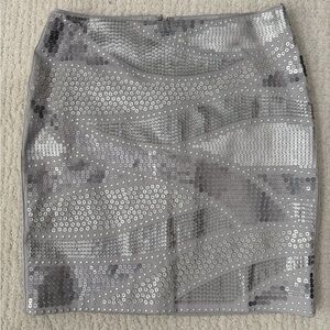 White House Black Market Gray Sequin Skirt